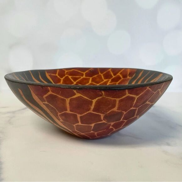 Hand Carved Wooden Bowl with Sunburst Design - Picture 5 of 10